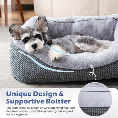 INVENHO Medium Dog Beds for Medium Dogs Washable, Rectangle Dog Bed Medium Size Dog, Orthopedic Dog Bed, Warming Soft Calming Sleeping Puppy Bed Durable Pet Bed with Anti-Slip Bottom M(30"x24"x9") - Image 5