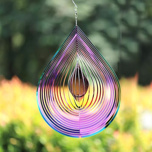 Grpwwt 12 inch stainless steel wind spinner hanging in garden