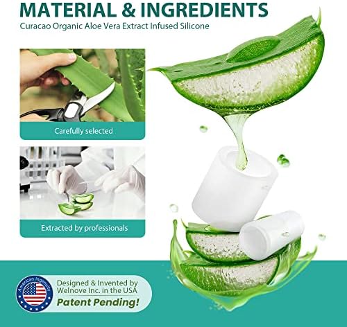 Clear silicone gel toe sleeves infused with aloe vera for moisturizing protection.