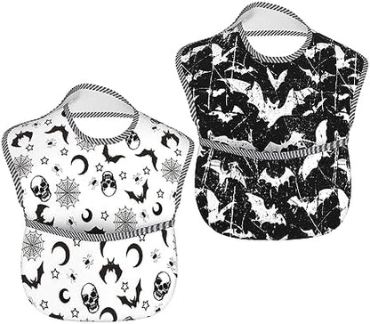 Qwalnely baby bibs 2 pack with skull and bat print