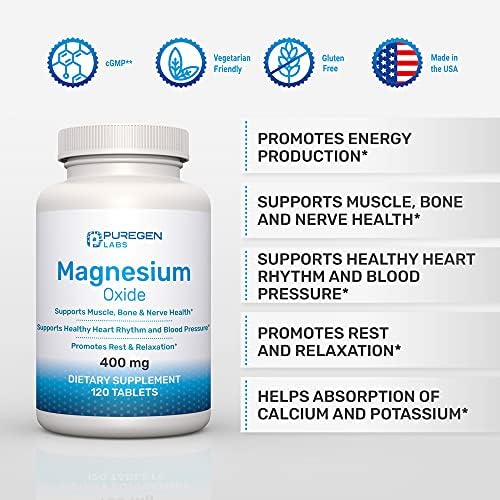 High potency magnesium oxide tablets for muscle recovery and leg cramp relief