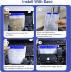 Water purification demonstration using large size multi stage filter cartridges.
