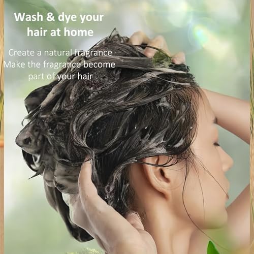 Close up of dark brown herbal hair dye texture