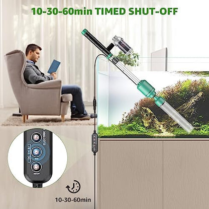 Electric Aquarium Vacuum Gravel Cleaner: 24W Fish Tank Vacuum Gravel Cleaner with Strong Suction for Automatic Water Change Algae Remover Sand Wash Water Shower and Water Circulation, Timed Off - Image 7
