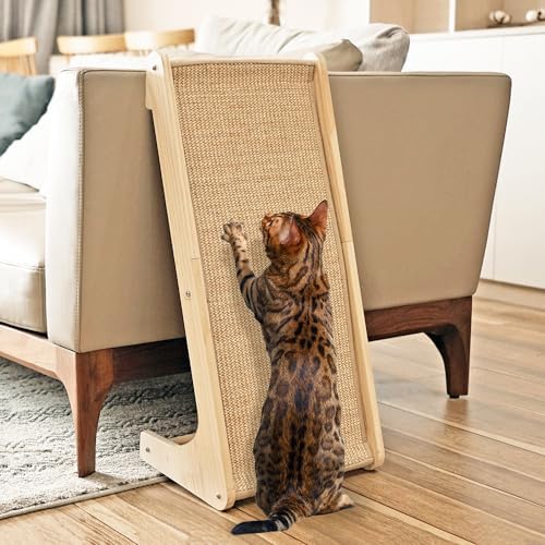 PETKARAY wall mounted furniture protector showing wood frame and twenty degree angle setup.