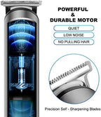 PRITECH electric razor resting vertically inside its premium standing charging dock on a countertop