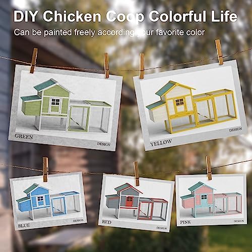 Outdoor Chicken Coop for 2-4 Chickens Wooden Hen House Poultry Pet Hutch Run Cage w/Waterproof Asphalt Roof, Ramp, Nesting Box, Wire Fence (80") - Image 6