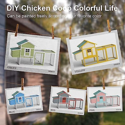 Outdoor Chicken Coop for 2-4 Chickens Wooden Hen House Poultry Pet Hutch Run Cage w/Waterproof Asphalt Roof, Ramp, Nesting Box, Wire Fence (80") - Image 6