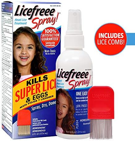 Licefreee Spray packaging showing sodium chloride active ingredient