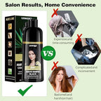 Texture and consistency of the herbal black hair coloring formula on gloved hand