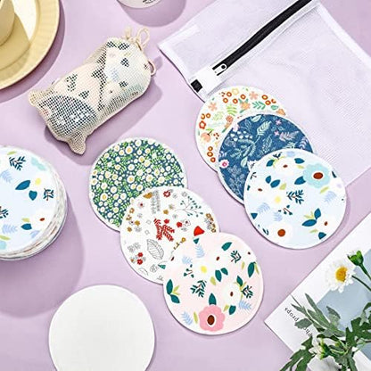 Various floral pattern reusable bamboo pads for nursing moms