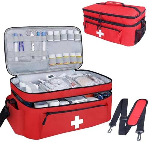 ALSLEA First Aid Bag front view of red medical organizer.