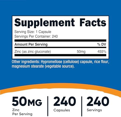 240 count zinc supplement vegetarian capsules for daily mineral nutrition