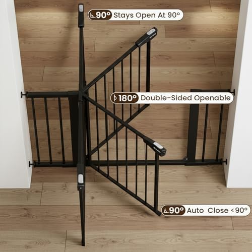 Mumeasy wide pressure gate complete hardware kit and metal panels laid out before installation