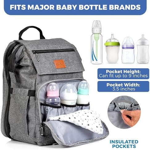 PILLANI unisex diaper backpack back view highlighting ergonomic padded shoulder straps