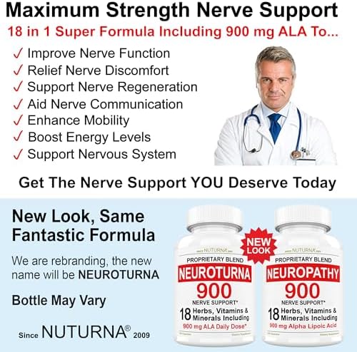 Nuturna Neuropathy 900 mg nerve support bottle with cap removed