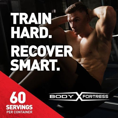 Body Fortress Creatine supplement scoop showing powder texture