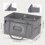 Close up of Volnamal diaper caddy handle and fabric texture