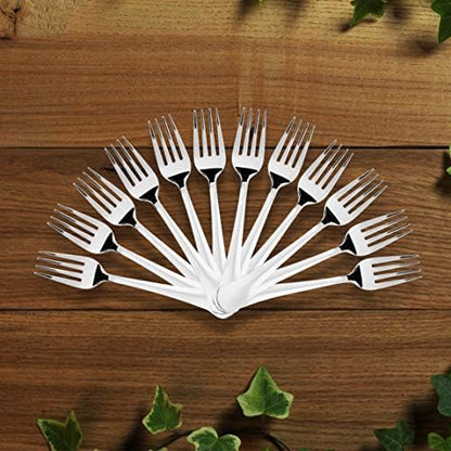 Top down view of Sumeet 15.5 centimeter stainless steel forks