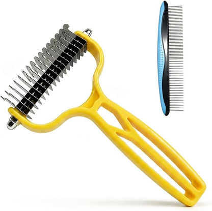 Double Sided Dematting Comb for Cats & Dogs, Undercoat Rake, Safe Deshedding Grooming Tool, Gentle Matt Remover Detangler for Long Thick Haired Pets, Ergonomic Pet Grooming Brush (Black) - Image 14
