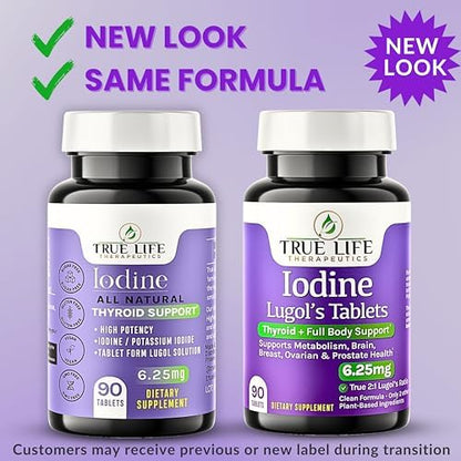 True Life Therapeutics Lugol's iodine tablets 90 count bottle