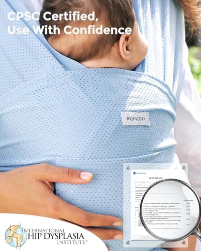 Close up of breathable AirMesh fabric on Momcozy carrier