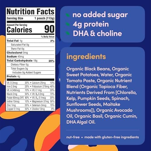 Cerebelly Organic Baby Food Pouches Variety Pack, Veggie & Bean Purees, 16 Nutrients, No Added Sugar, Fiber & Non-GMO, 4oz, 8 Pack - Image 4