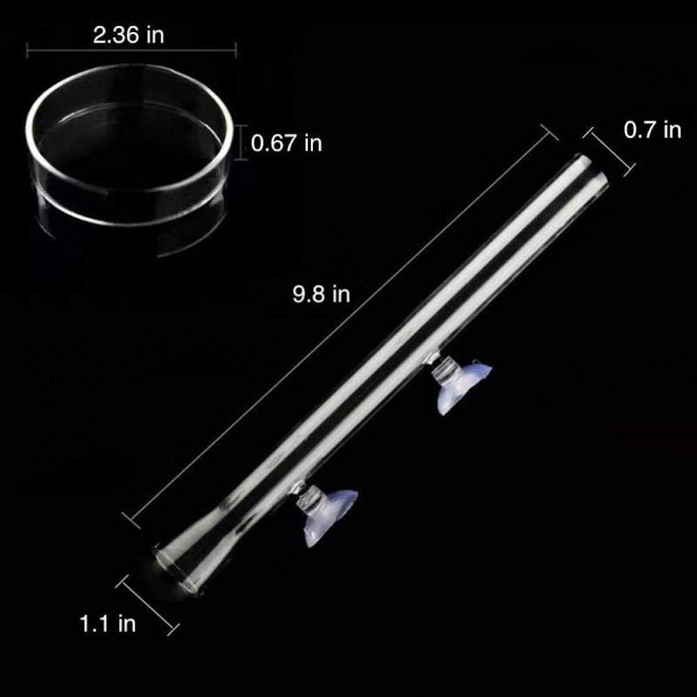 AnxunJim crystal clear glass aquarium feeder tube tray kit close up
