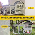 Aivituvin Rabbit Hutch Indoor Bunny Cage Outdoor with Run Chicken Coop Guinea Pig House with Waterproof Asphalt Roof,No Leakage Pull Out Tray (103.2" L x 25.2" W x 36.2" H, Grey-2 Sets) - Image 5