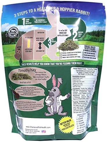 Sherwood Pet Health timothy hay pellet nutrition facts label