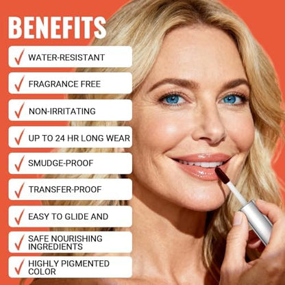 Vevivia 4pcs Lip Stain Peel Off - Lip Liner Stain Long Lasting Waterproof with Tweezer,2-in-1 Lip Liner Matte, Non-Stick Cup,Stay On All Day,Perfect for Gift(Cocoa+Rose+Nude+Mauve) - Image 7