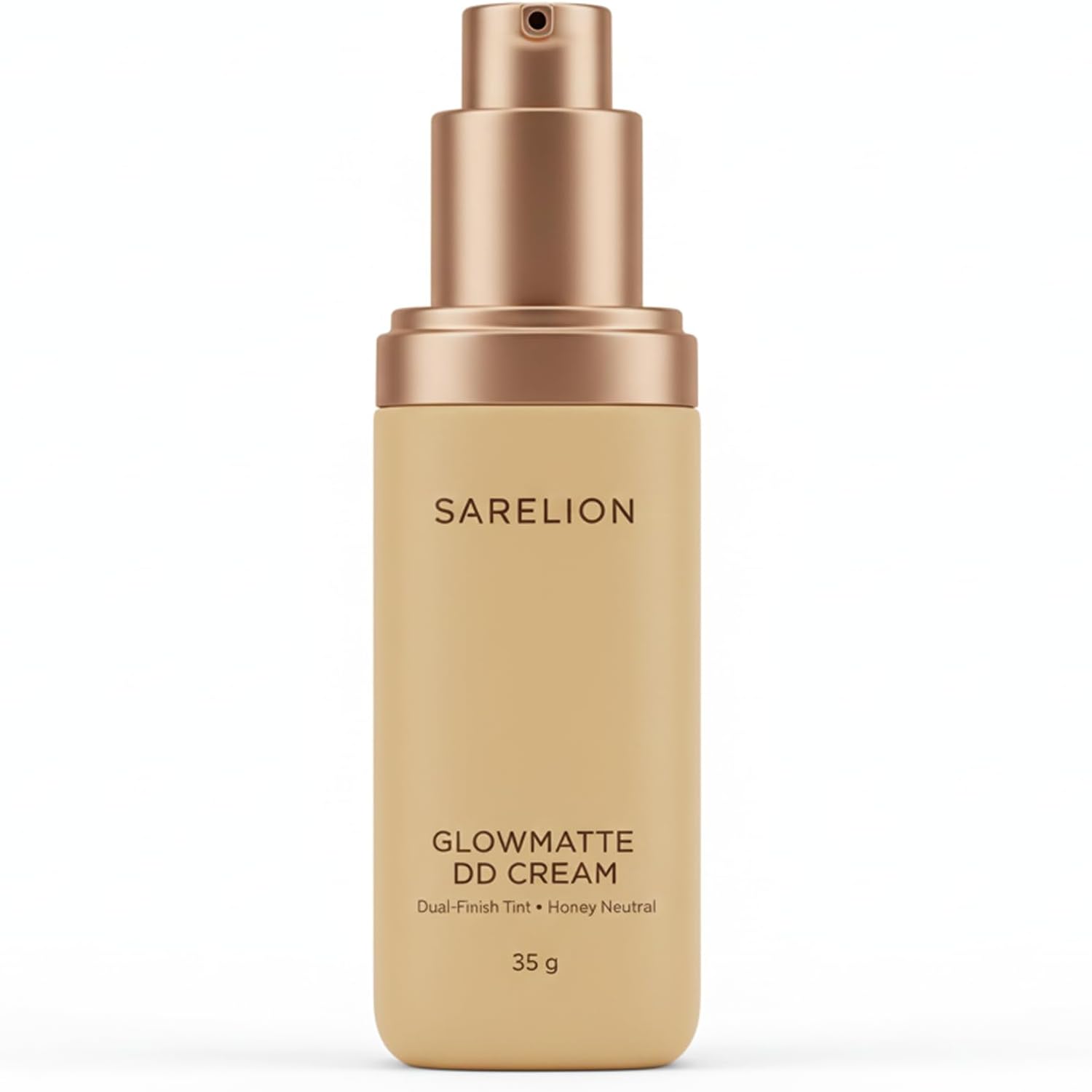 SARELION GlowMatte DD Cream front view of the 35g tube demonstrating a premium matte finish skin tint packaging.