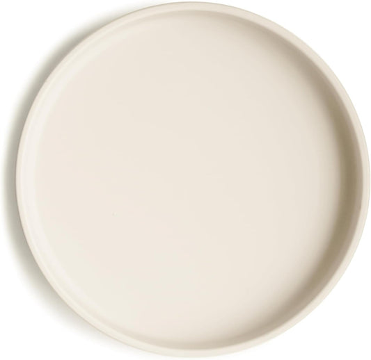 Mushie Classic Silicone Suction Plate Ivory front view