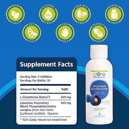 Core Med Science glutathione nutritional information panel