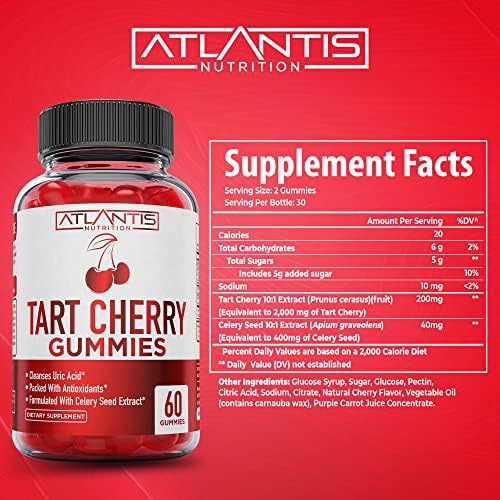 Atlantis Nutrition Tart Cherry Gummies chewable red gummy supplements