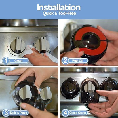 Easy install kitchen safety gas stove knob covers