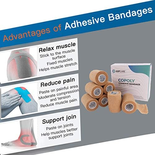 Skin color cohesive medical tape rolls showing hand tear feature without scissors