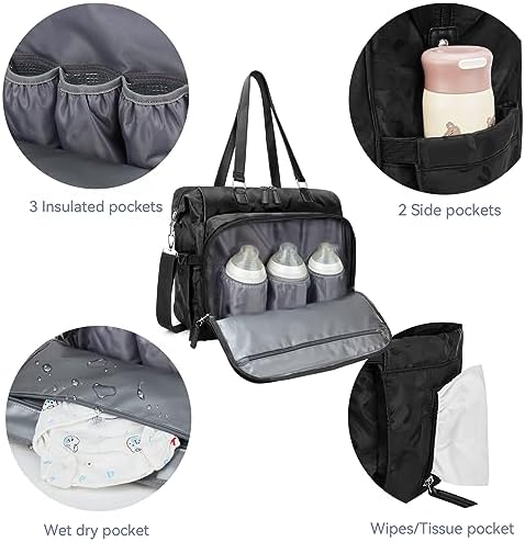 Pripher travel diaper bag showing insulated bottle compartments