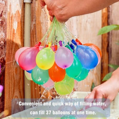 Hellcup rapid filling self sealing water bombs connecting to an outdoor hose adapter