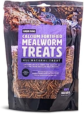 All natural calcium enriched dried mealworms reptile food treat bag