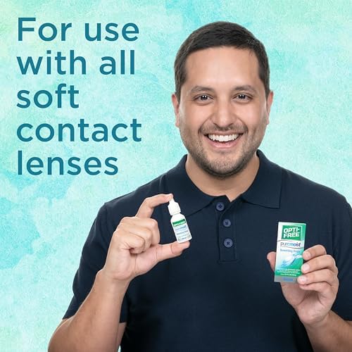 Opti-Free Puremoist sterile rewetting drops for silicone hydrogel and soft lenses.