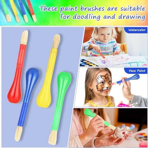 Washable round head plastic rod painting brushes pack packaging details
