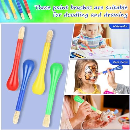 Washable round head plastic rod painting brushes pack packaging details