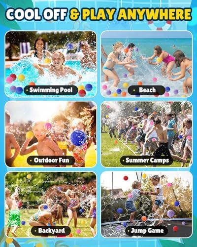 Kids playing backyard water games with soft absorbent reusable water balloons