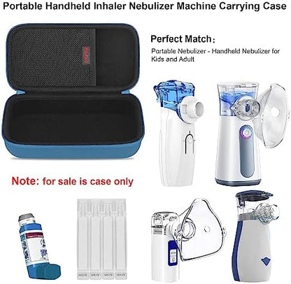 Open Elonbo travel storage bag showing internal zipper mesh pocket for asthma accessories.
