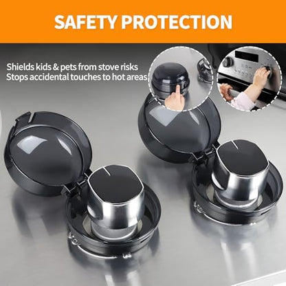 Close up of child proof kitchen safety guards with adhesive backing.