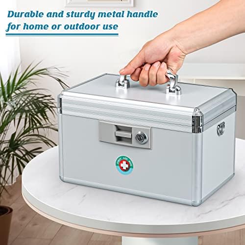 Childproof medication storage container with two included silver keys