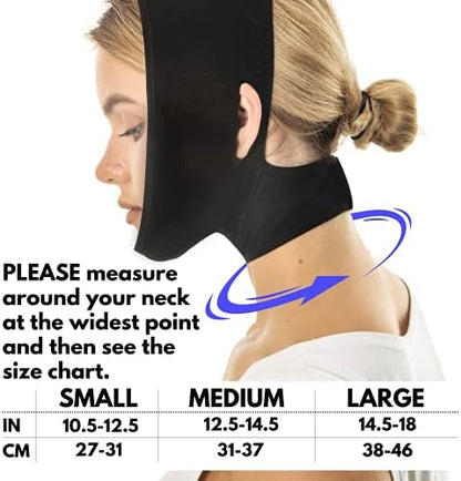 Invera neck coverage wrap showing secure hair hole and back fasteners