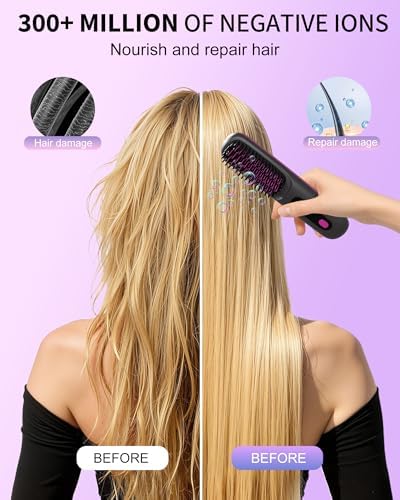 IZRIO wireless heated hair comb pink variant showcasing anti scald bristles