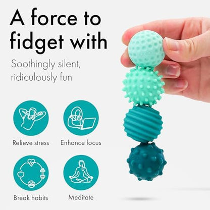 Authentic ONO turquoise magnetic fidget set inside its stackable storage case